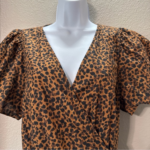 #702 Madewell flutter sleeve animal print wrap dress size large - Picture 5 of 13